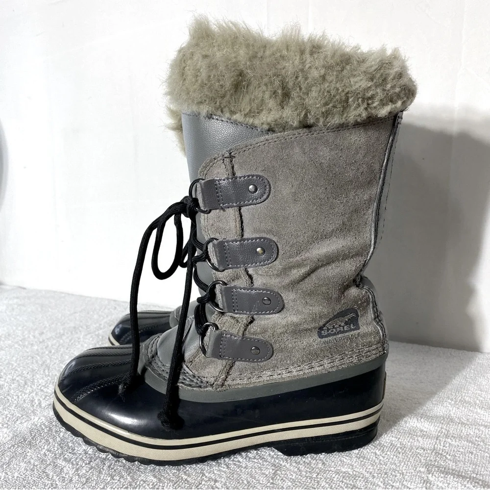 Sorel Grey Suede Leather Lace Up Mid Calf Winter Boots 5 - Picture 3 of 15